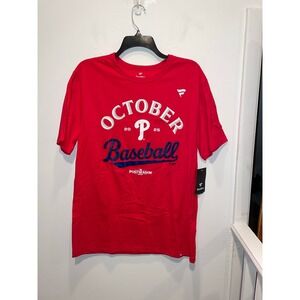 Fanatics Mens Philadelphia Phillies 2025 MLB Postseason TShirt. Size Medium